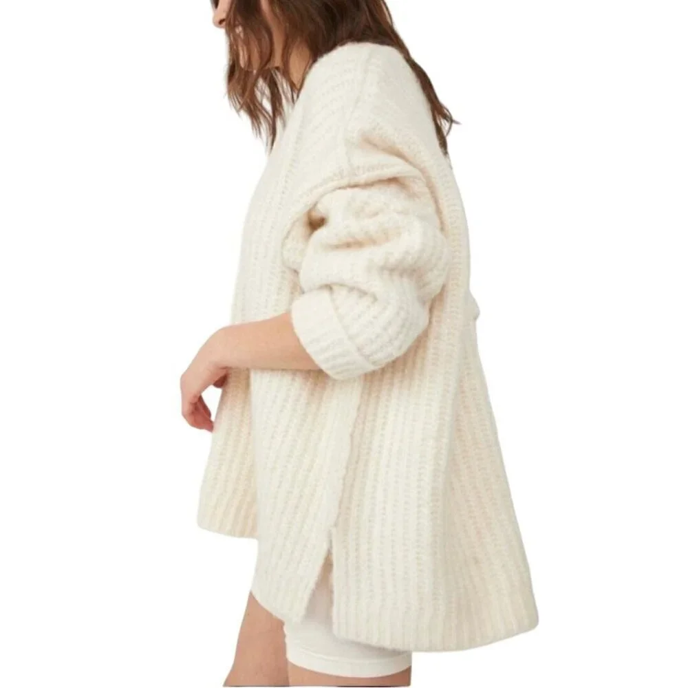 Free People Blue Bell V Neck Sweater Ivory Size XS